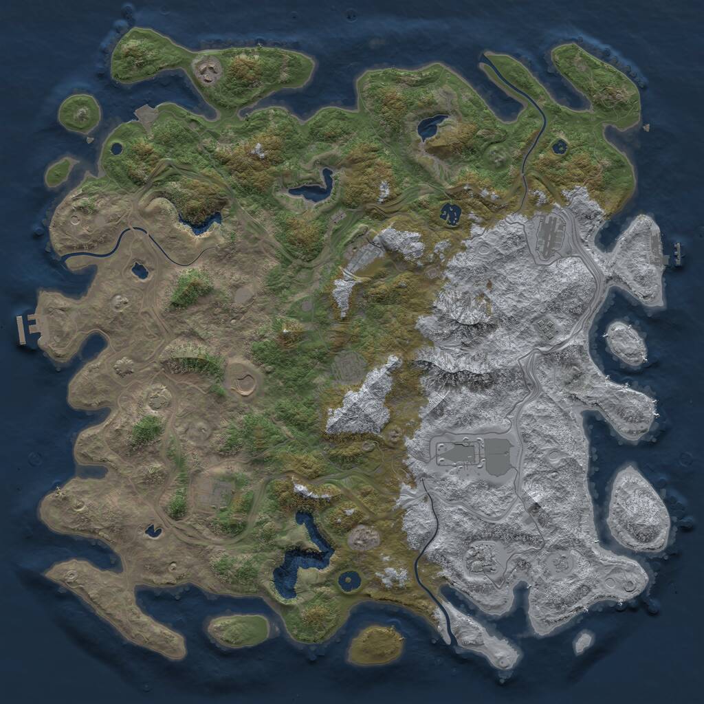 Rust Map: Procedural Map, Size: 5000, Seed: 13245876, 16 Monuments