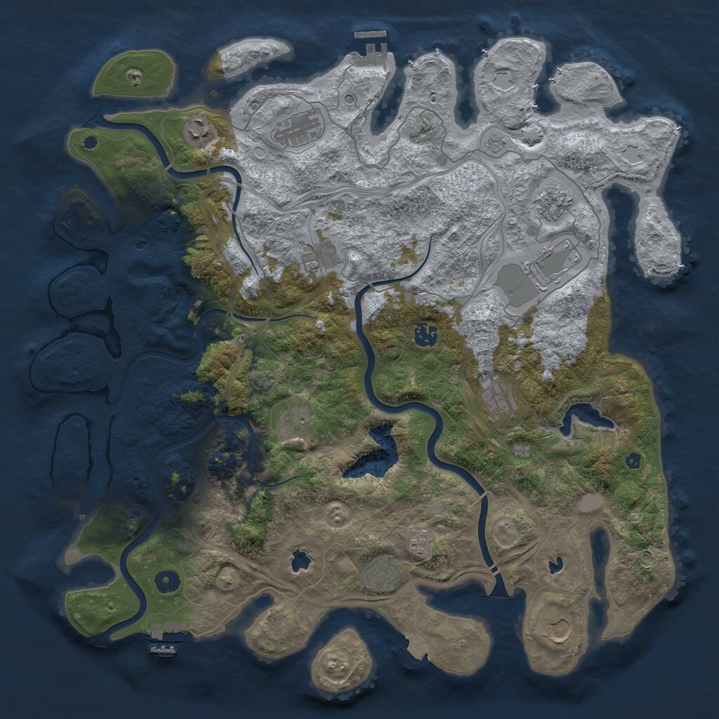 Rust Map: Procedural Map, Size: 4500, Seed: 606490929, 17 Monuments