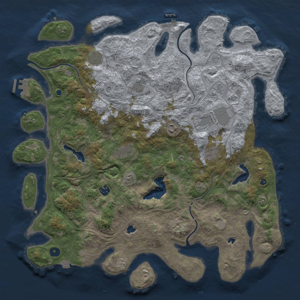 Rust Map: Procedural Map, Size: 4500, Seed: 606490929, 14 Monuments