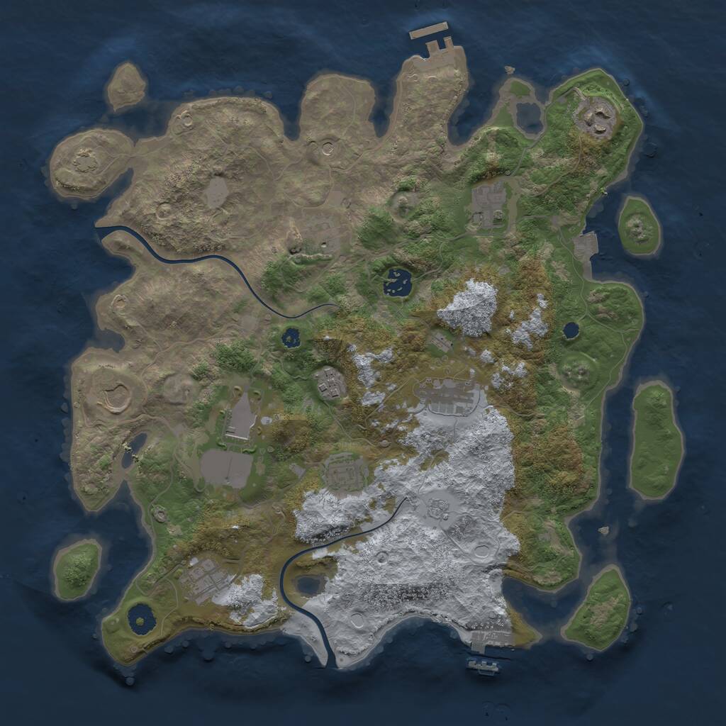 Rust Map: Procedural Map, Size: 3750, Seed: 481839902, 16 Monuments