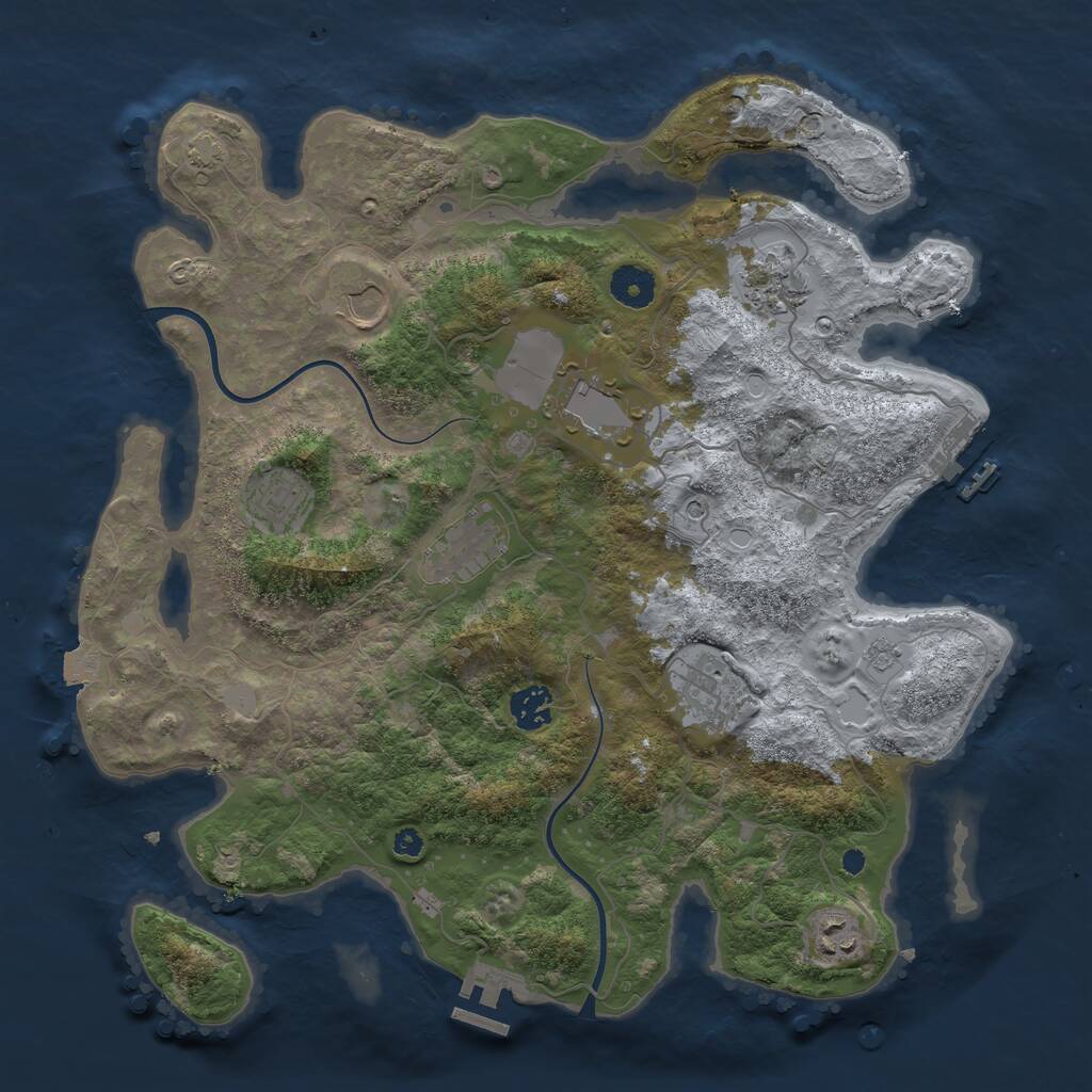 Rust Map: Procedural Map, Size: 3750, Seed: 114633060, 14 Monuments