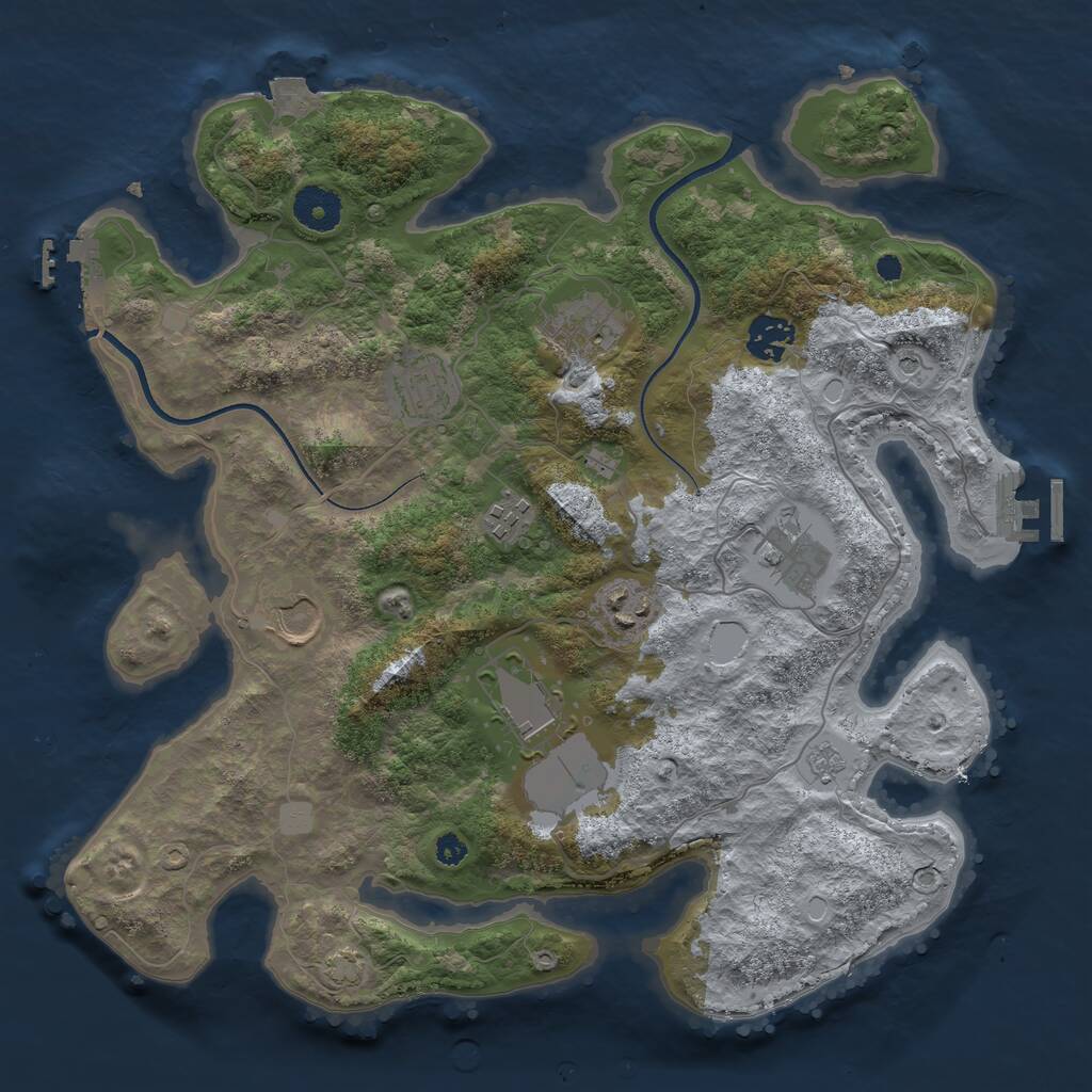 Rust Map: Procedural Map, Size: 3500, Seed: 1637281270, 14 Monuments