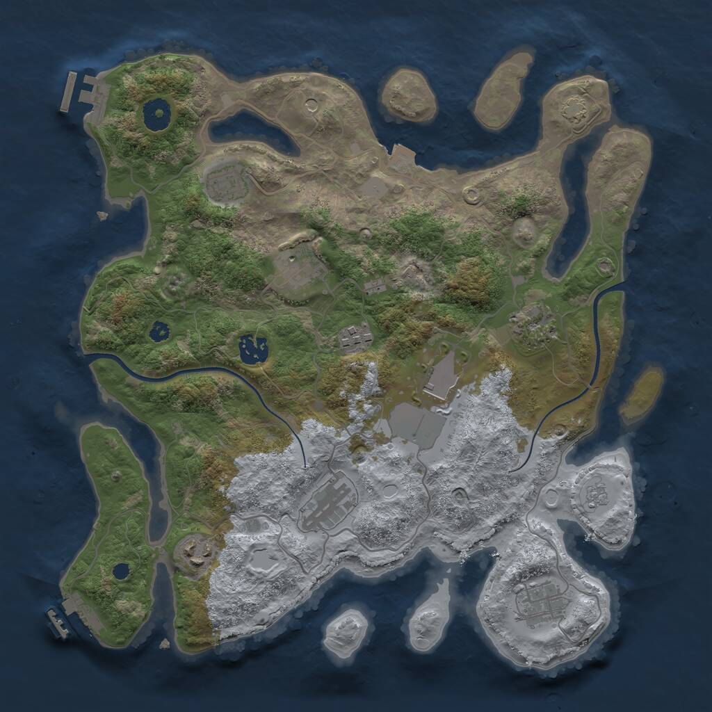 Rust Map: Procedural Map, Size: 3500, Seed: 429104418, 15 Monuments