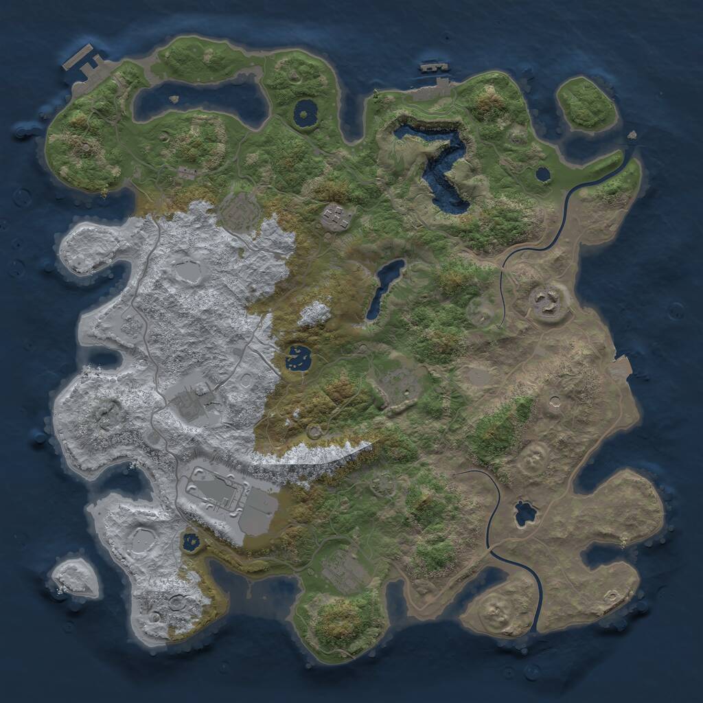 Rust Map: Procedural Map, Size: 4000, Seed: 51703121, 14 Monuments