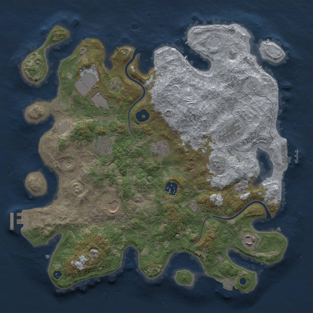 Rust Map: Procedural Map, Size: 3700, Seed: 1212517809, 14 Monuments