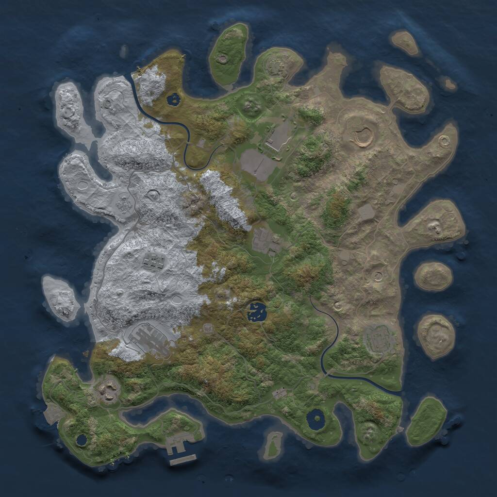 Rust Map: Procedural Map, Size: 3750, Seed: 630505495, 13 Monuments