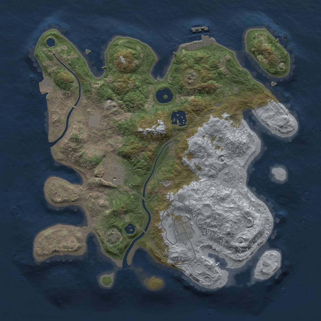 Rust Map: Procedural Map, Size: 3000, Seed: 1349159589, 8 Monuments