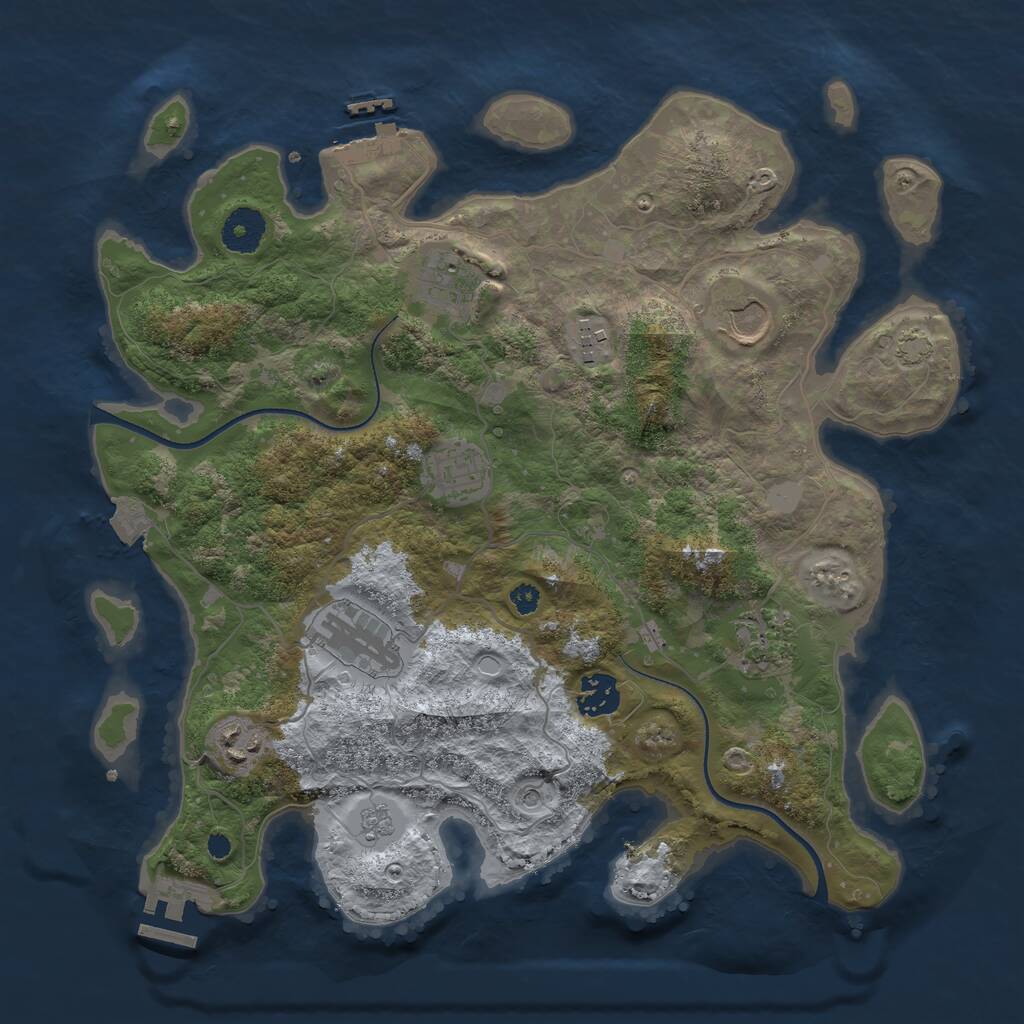 Rust Map: Procedural Map, Size: 3500, Seed: 1690211590, 14 Monuments
