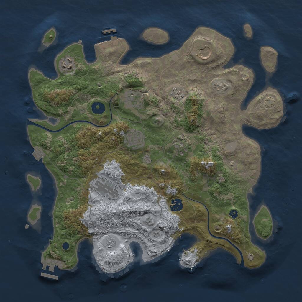 Rust Map: Procedural Map, Size: 3500, Seed: 1690211590, 14 Monuments