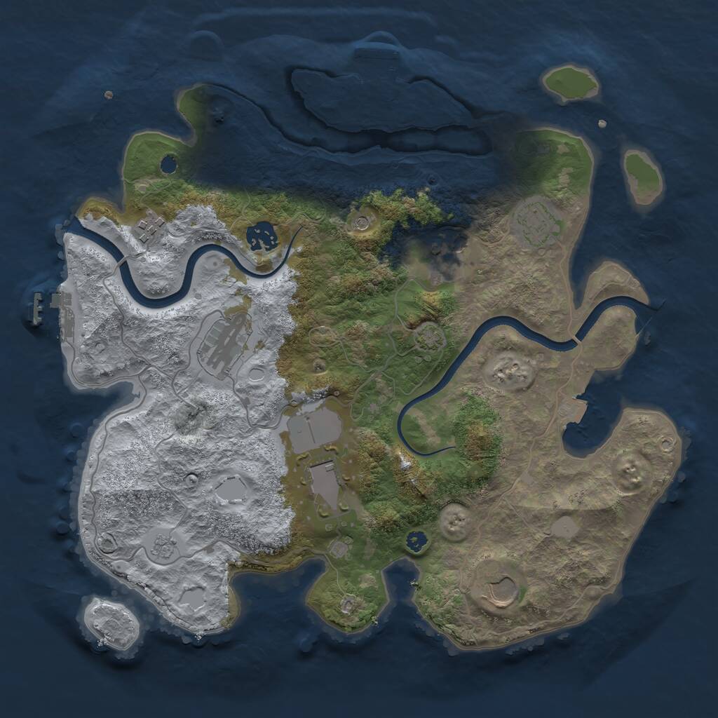 Rust Map: Procedural Map, Size: 3500, Seed: 5068381, 13 Monuments