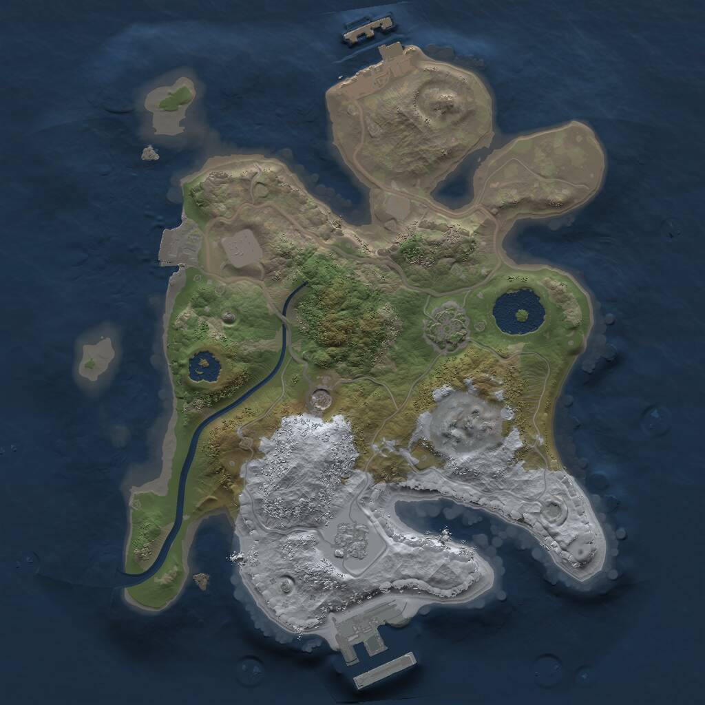 Rust Map: Procedural Map, Size: 2200, Seed: 2086769413, 6 Monuments