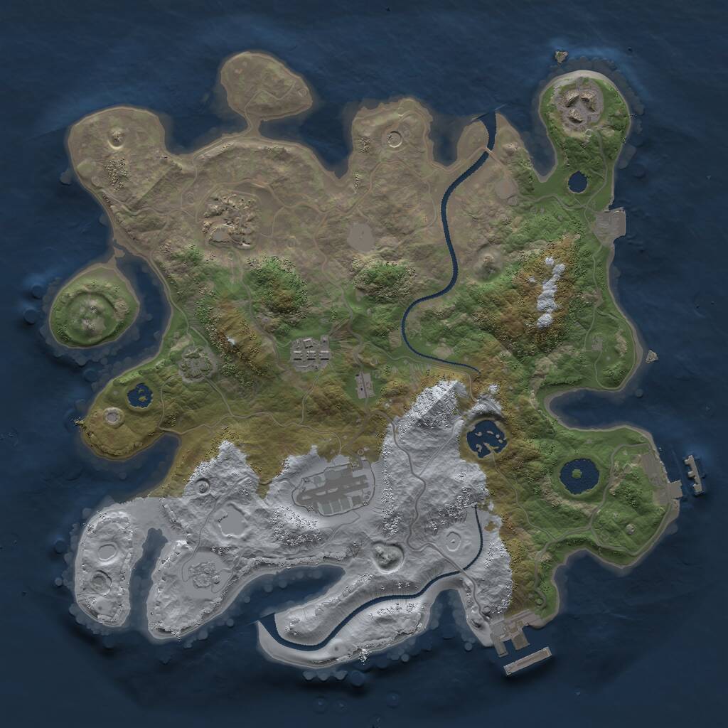 Rust Map: Procedural Map, Size: 3000, Seed: 2027550049, 11 Monuments