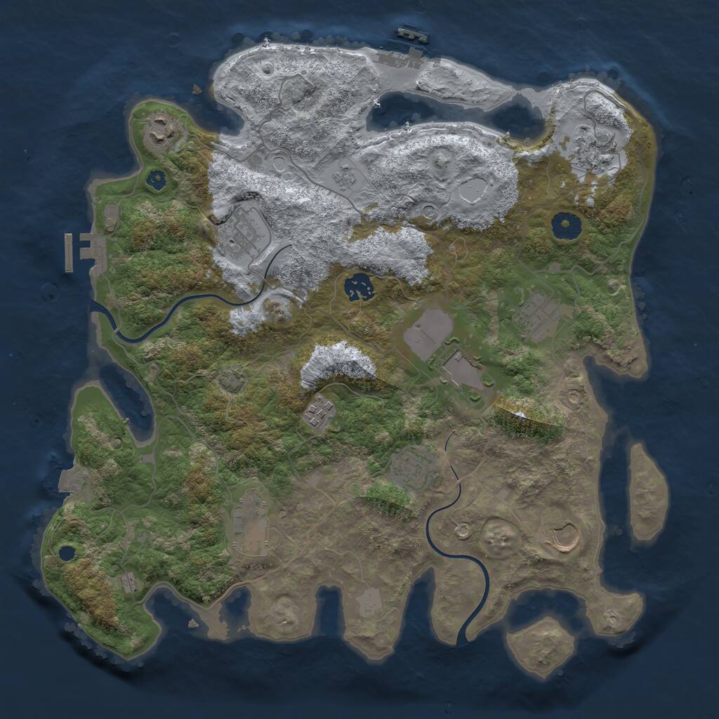 Rust Map: Procedural Map, Size: 3700, Seed: 2084800870, 16 Monuments