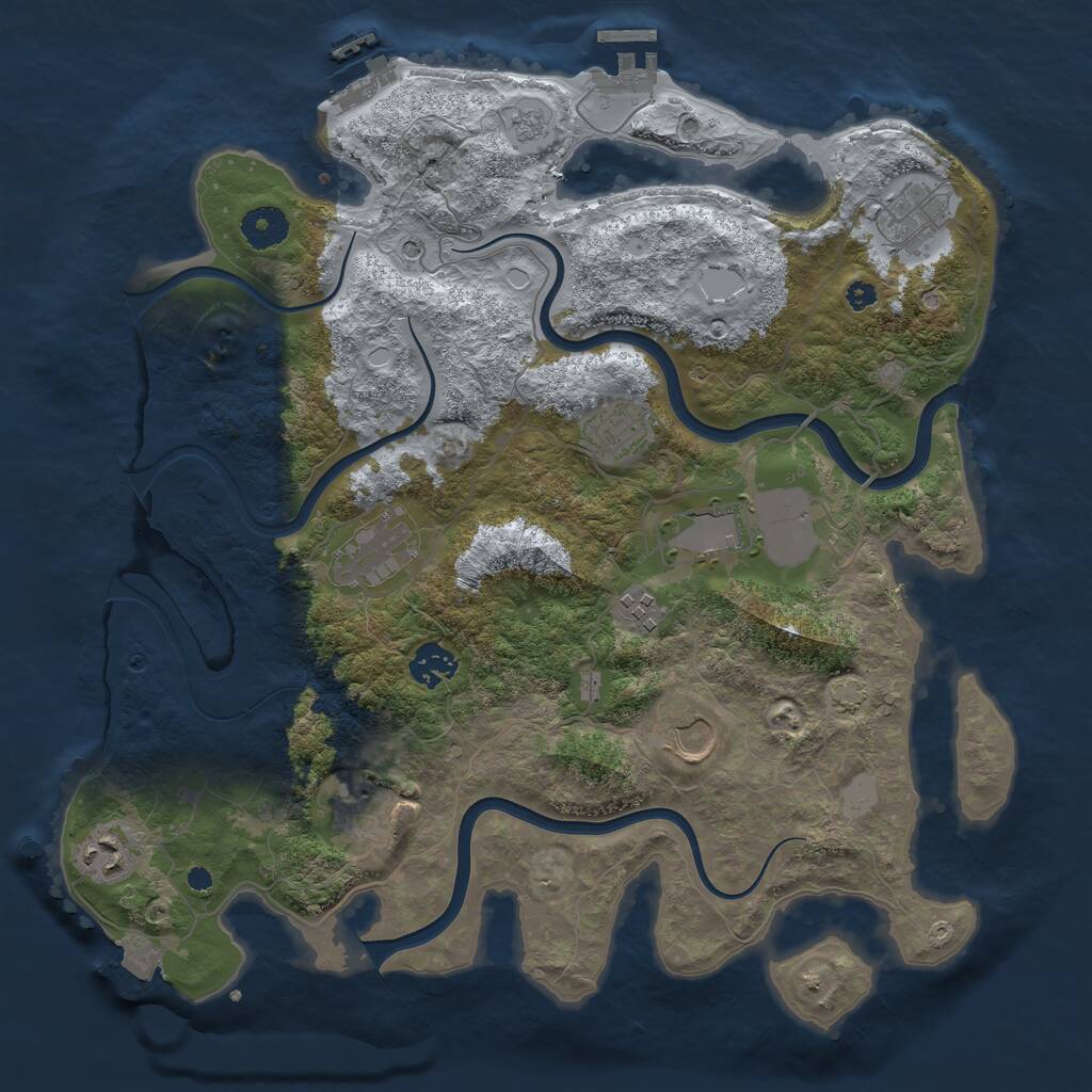 Rust Map: Procedural Map, Size: 3700, Seed: 2084800870, 15 Monuments
