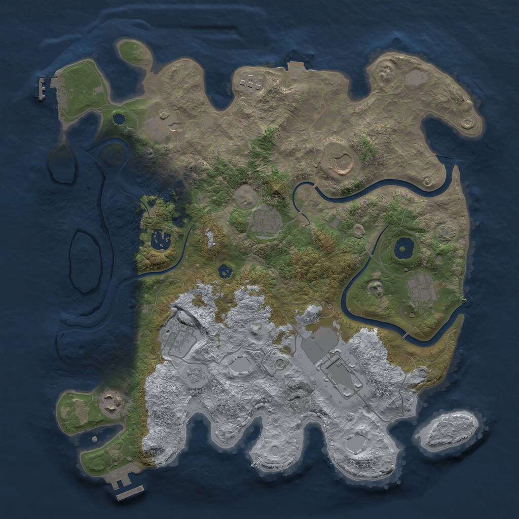 Rust Map: Procedural Map, Size: 3700, Seed: 1852790572, 15 Monuments