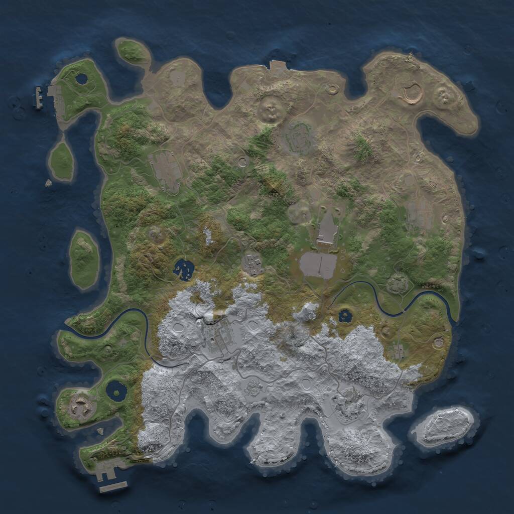 Rust Map: Procedural Map, Size: 3700, Seed: 1852790572, 16 Monuments