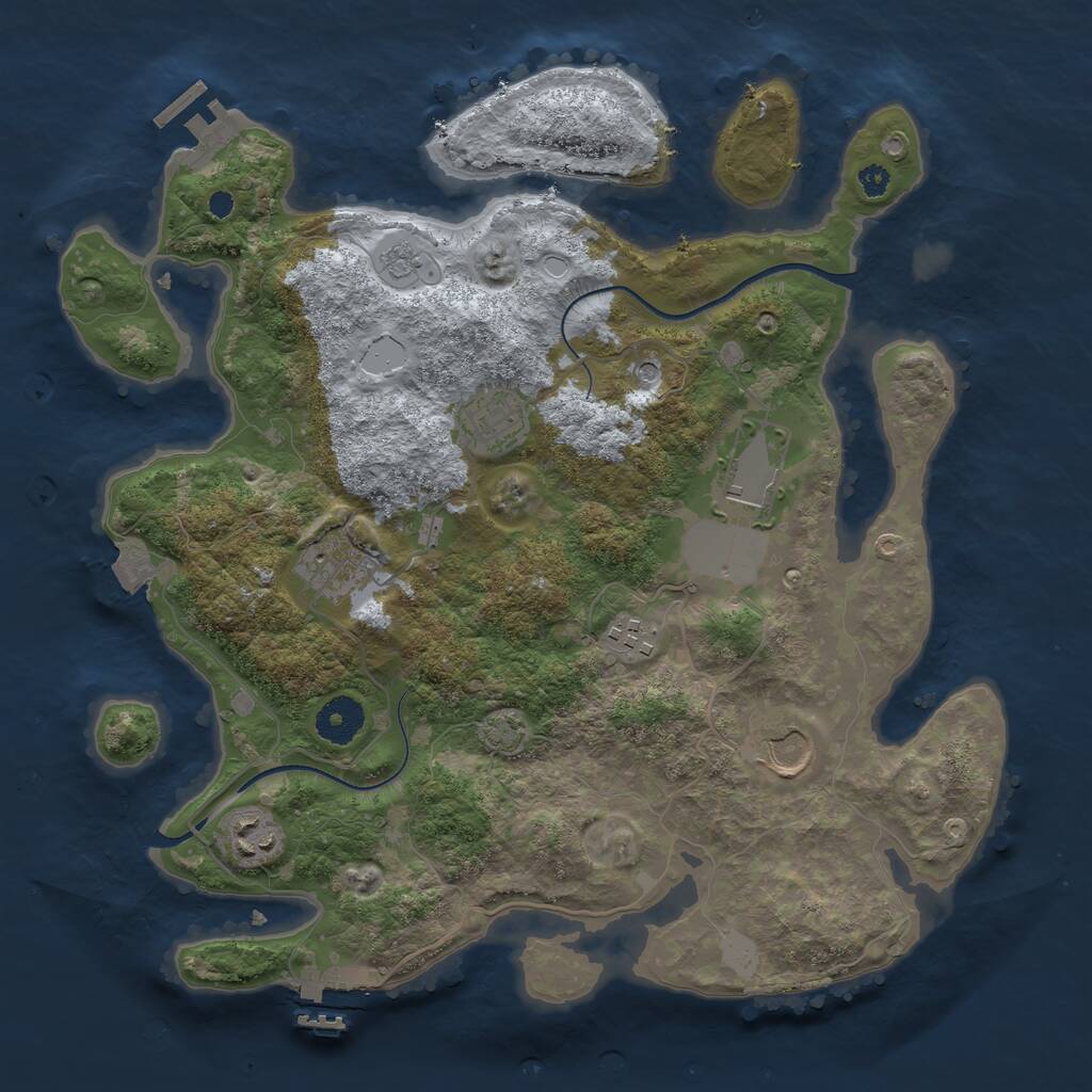 Rust Map: Procedural Map, Size: 3500, Seed: 1552008348, 12 Monuments