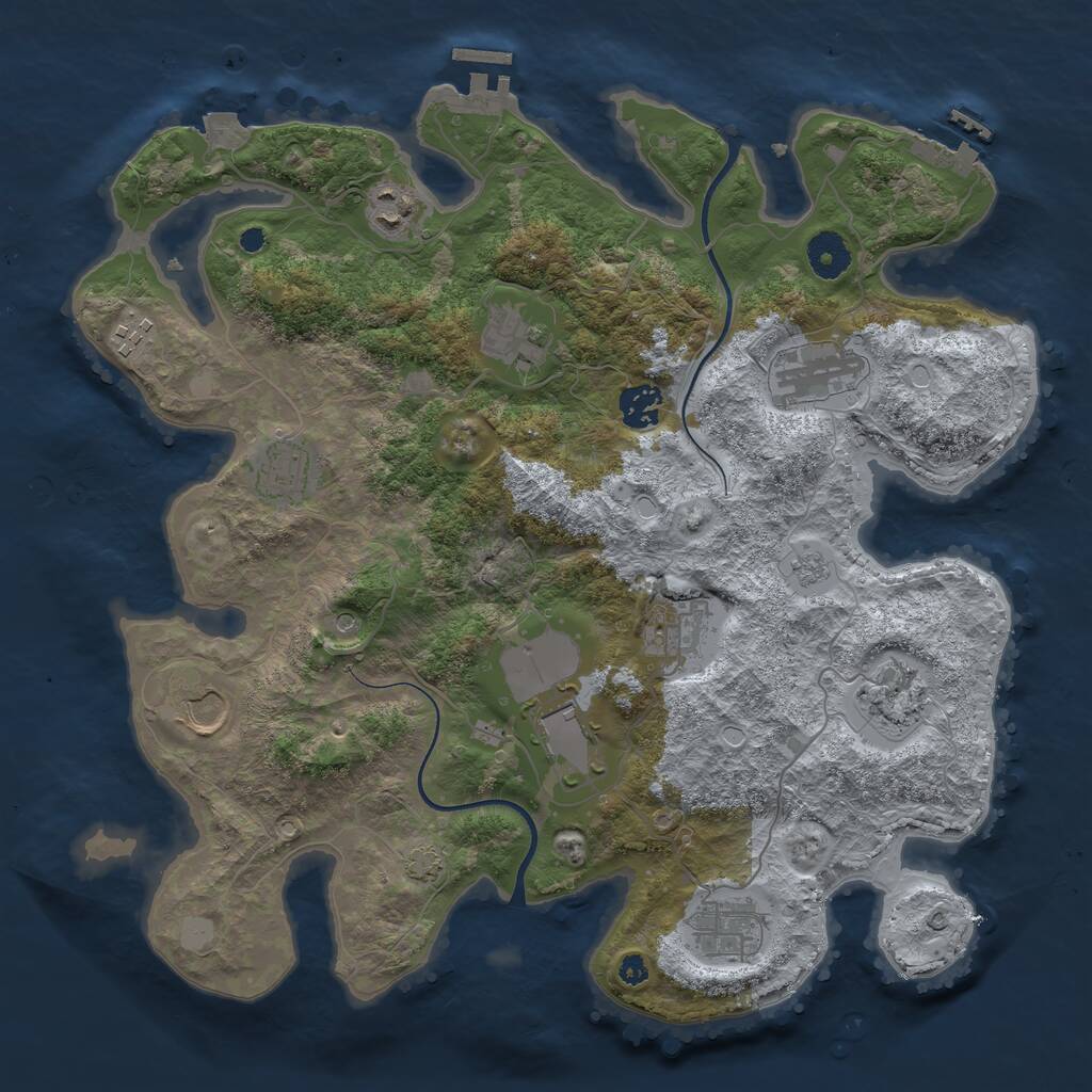 Rust Map: Procedural Map, Size: 3700, Seed: 973262787, 17 Monuments