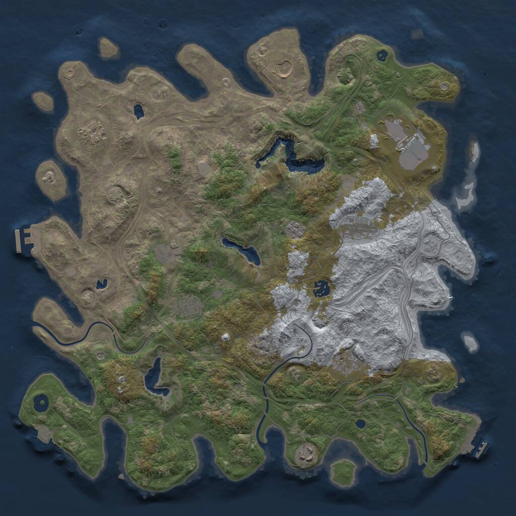 Rust Map: Procedural Map, Size: 4500, Seed: 2122222223, 16 Monuments