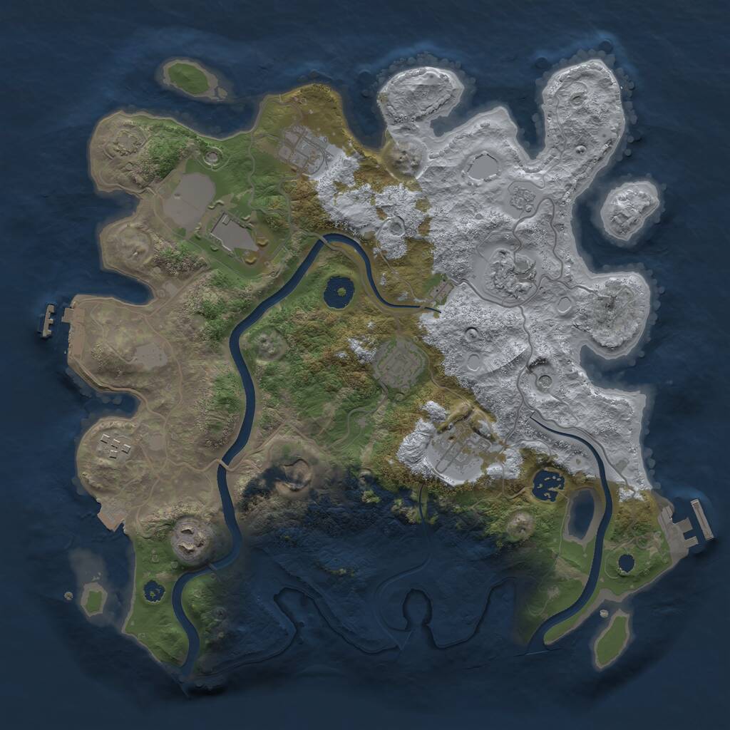 Rust Map: Procedural Map, Size: 3500, Seed: 297802427, 15 Monuments