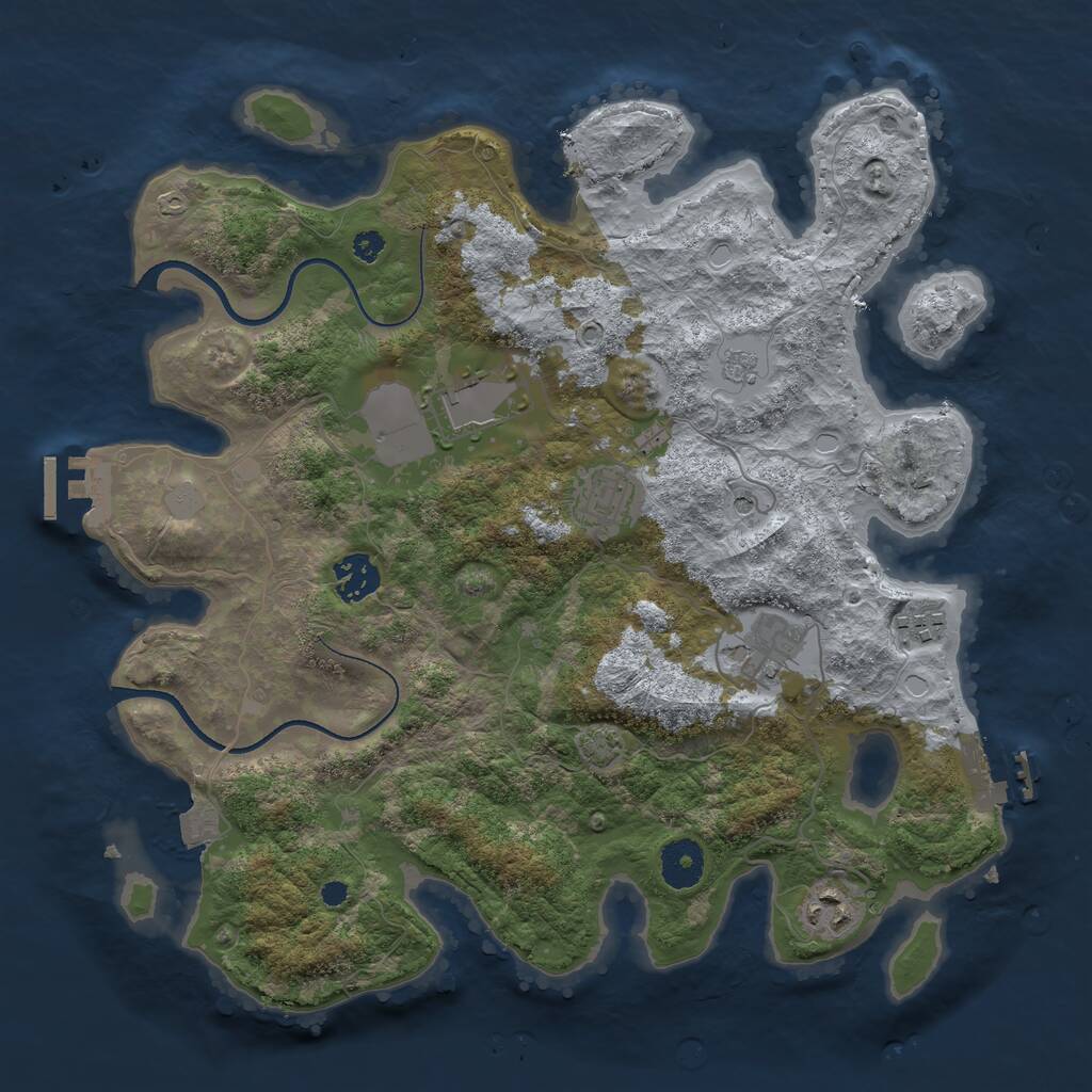 Rust Map: Procedural Map, Size: 3500, Seed: 297802427, 12 Monuments