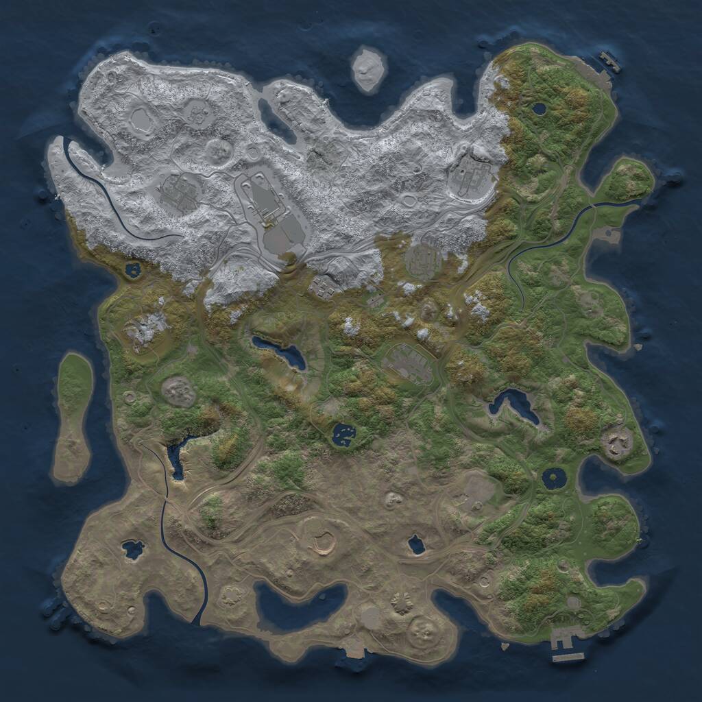 Rust Map: Procedural Map, Size: 4500, Seed: 1124681039, 17 Monuments