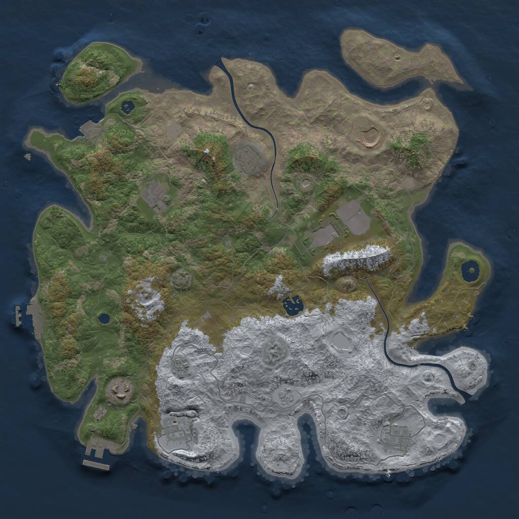 Rust Map: Procedural Map, Size: 3895, Seed: 250838528, 15 Monuments