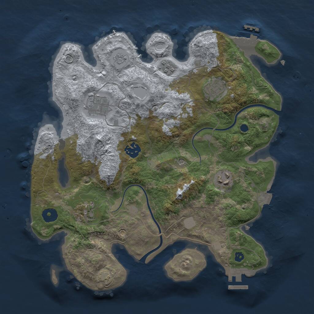 Rust Map: Procedural Map, Size: 3200, Seed: 594078332, 12 Monuments