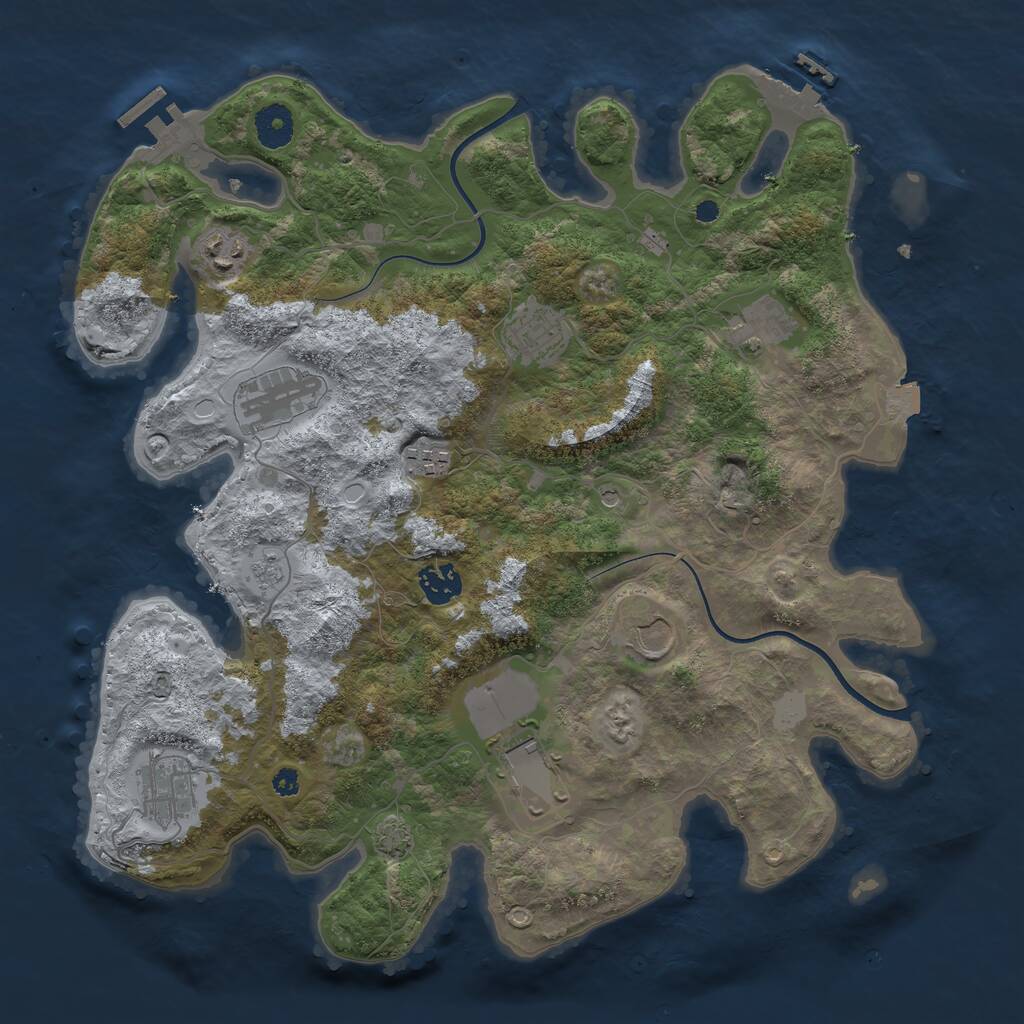 Rust Map: Procedural Map, Size: 3700, Seed: 124654401, 15 Monuments