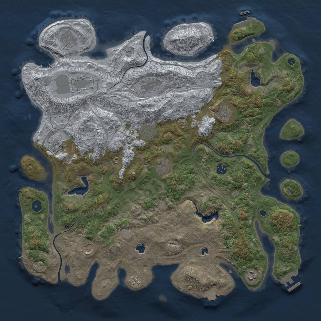 Rust Map: Procedural Map, Size: 4500, Seed: 1012109087, 17 Monuments