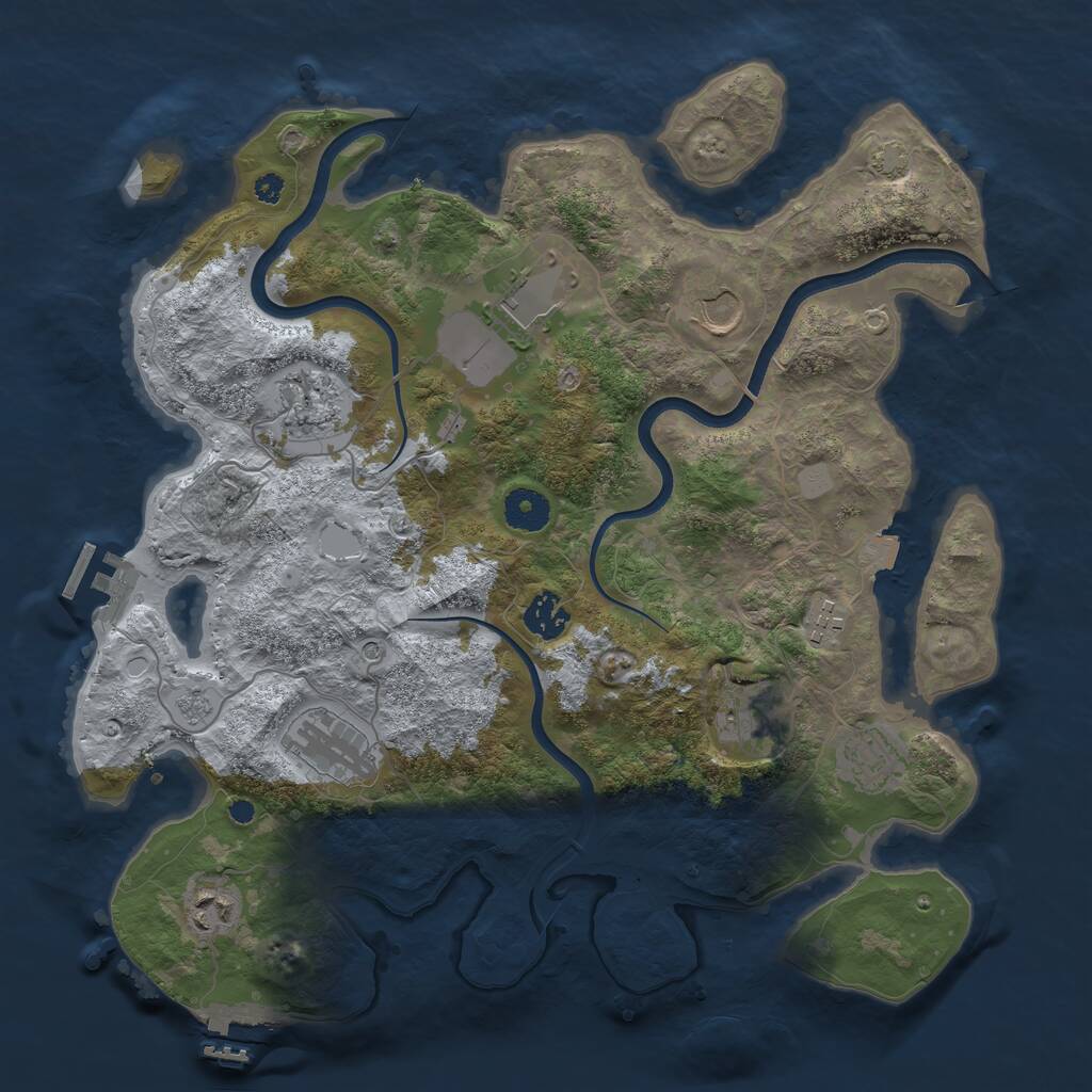 Rust Map: Procedural Map, Size: 3700, Seed: 1608117401, 15 Monuments