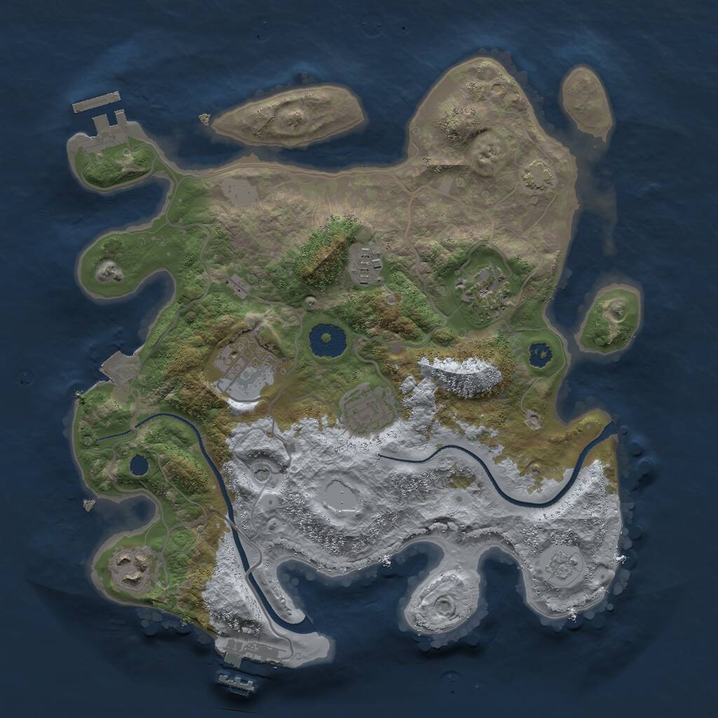 Rust Map: Procedural Map, Size: 3000, Seed: 758107035, 11 Monuments