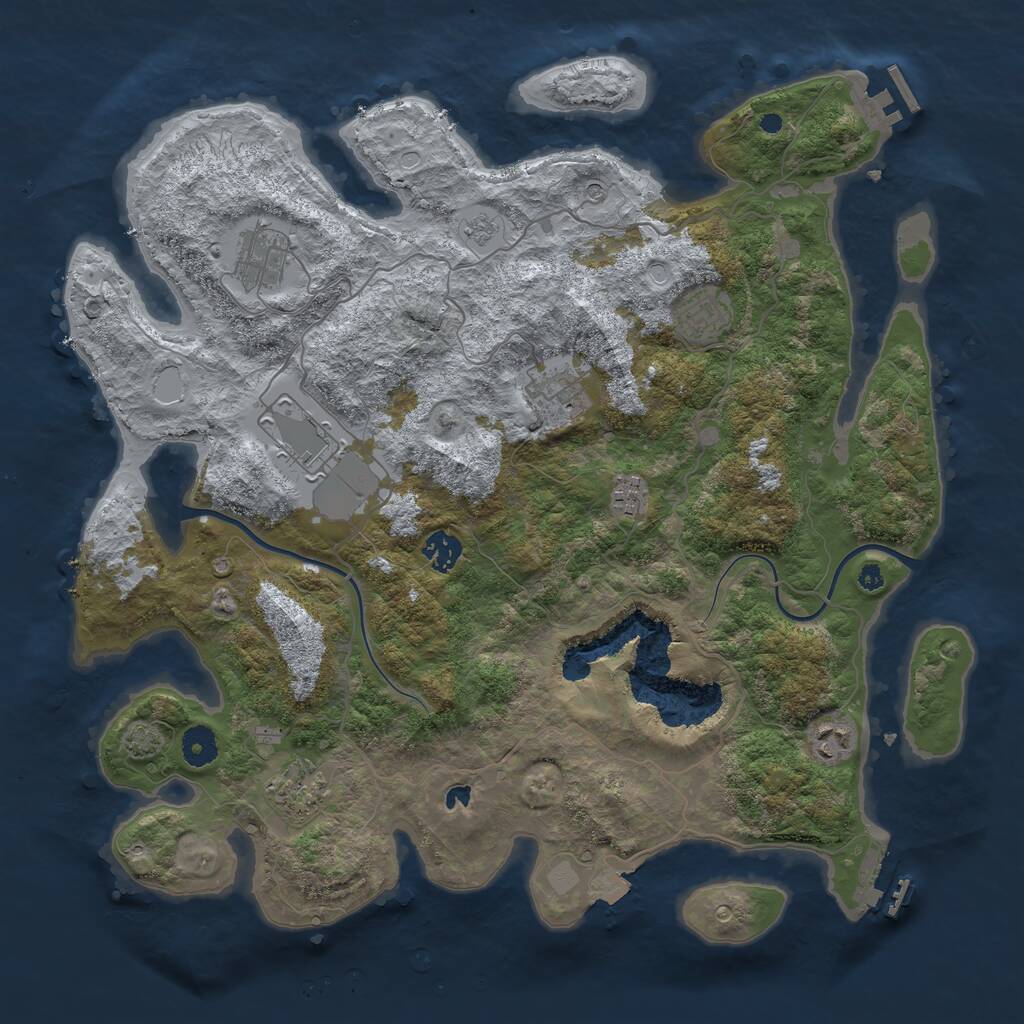 Rust Map: Procedural Map, Size: 4000, Seed: 447261146, 14 Monuments