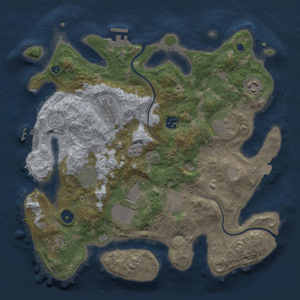 Rust Map: Procedural Map, Size: 3500, Seed: 1627176529, 15 Monuments