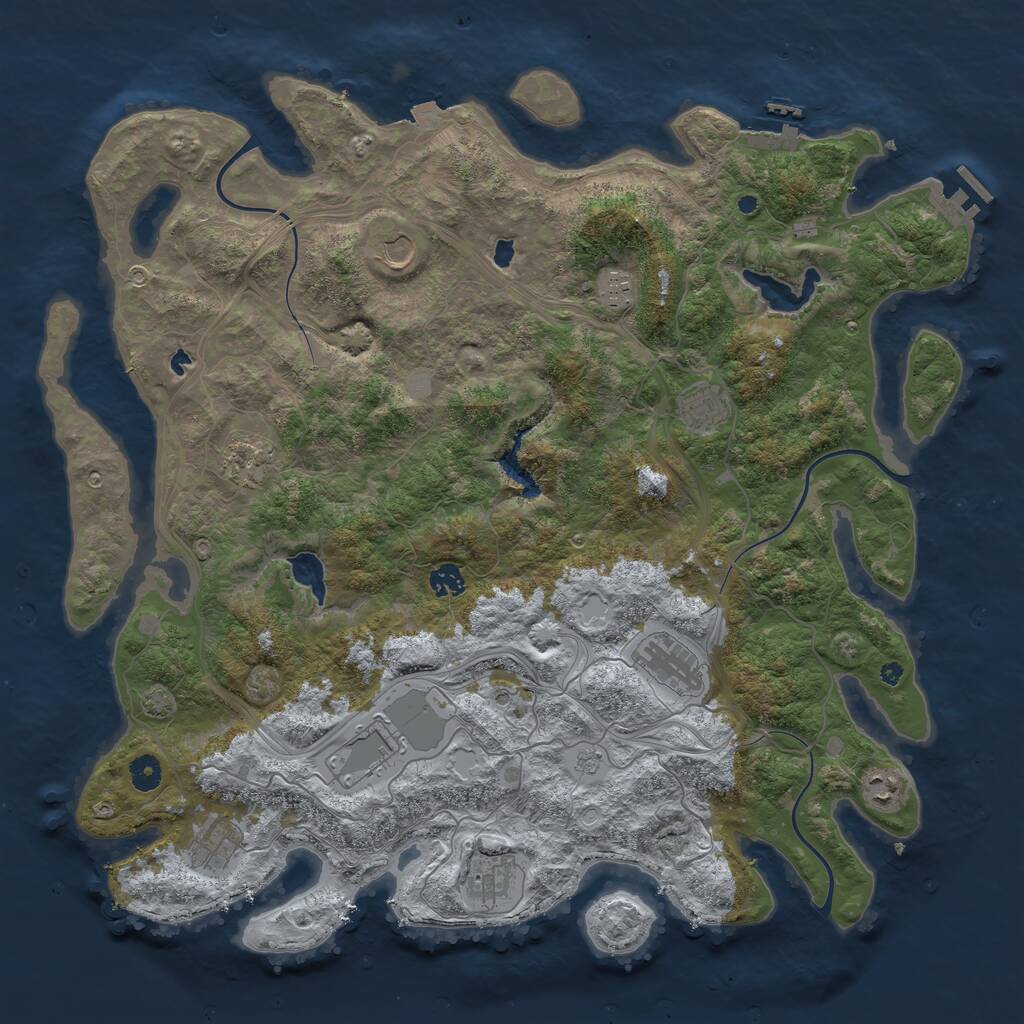 Rust Map: Procedural Map, Size: 4500, Seed: 17852777, 16 Monuments