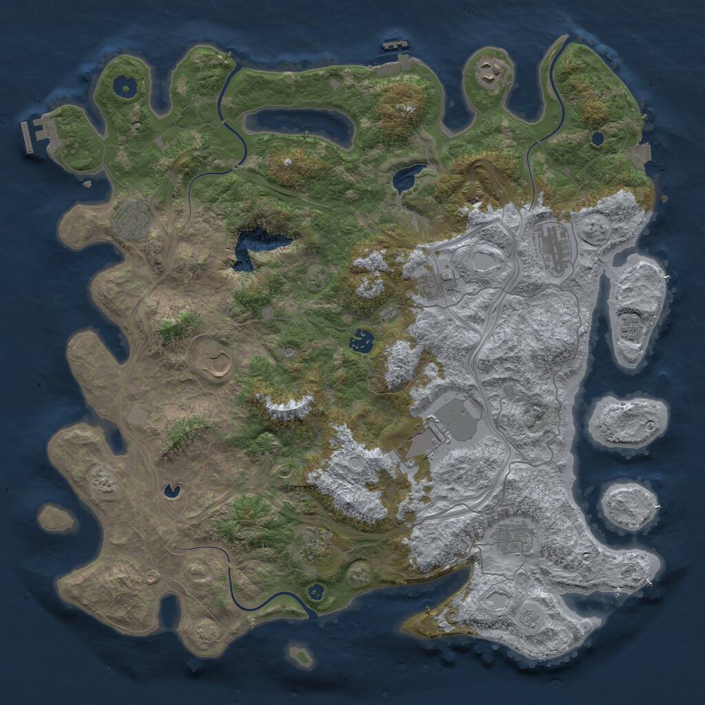 Rust Map: Procedural Map, Size: 4450, Seed: 14828, 16 Monuments