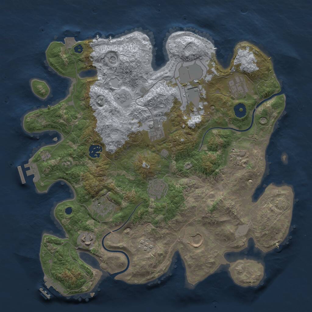 Rust Map: Procedural Map, Size: 3500, Seed: 2049857243, 16 Monuments