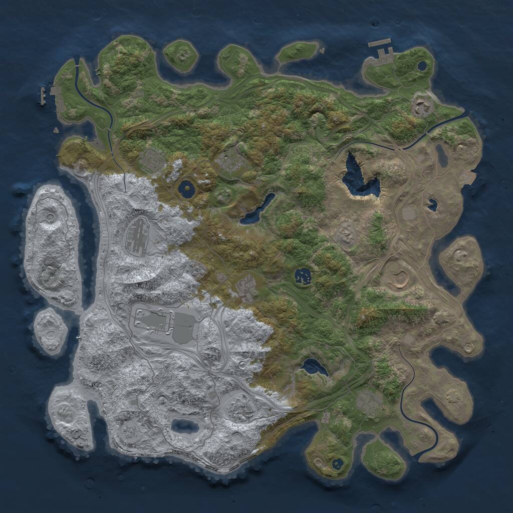 Rust Map: Procedural Map, Size: 4500, Seed: 861791232, 17 Monuments