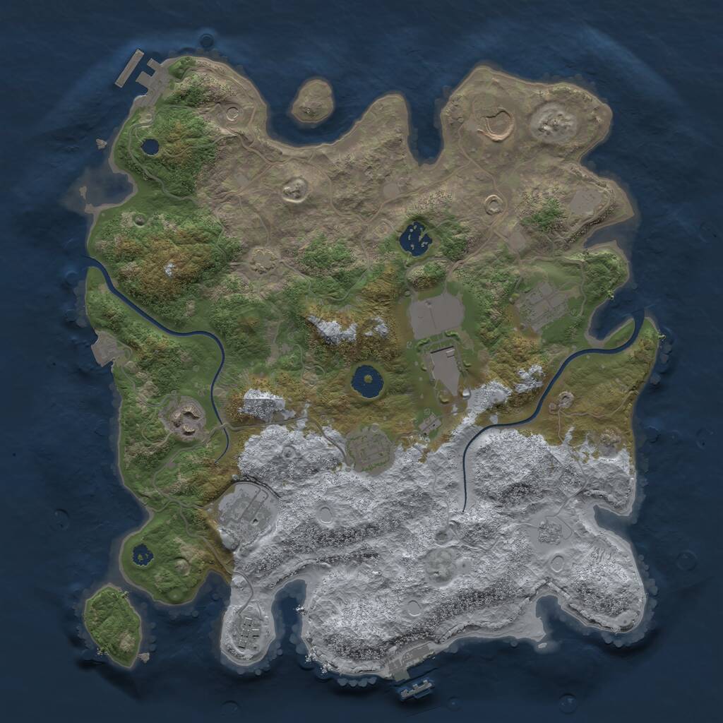 Rust Map: Procedural Map, Size: 3500, Seed: 1290392638, 14 Monuments