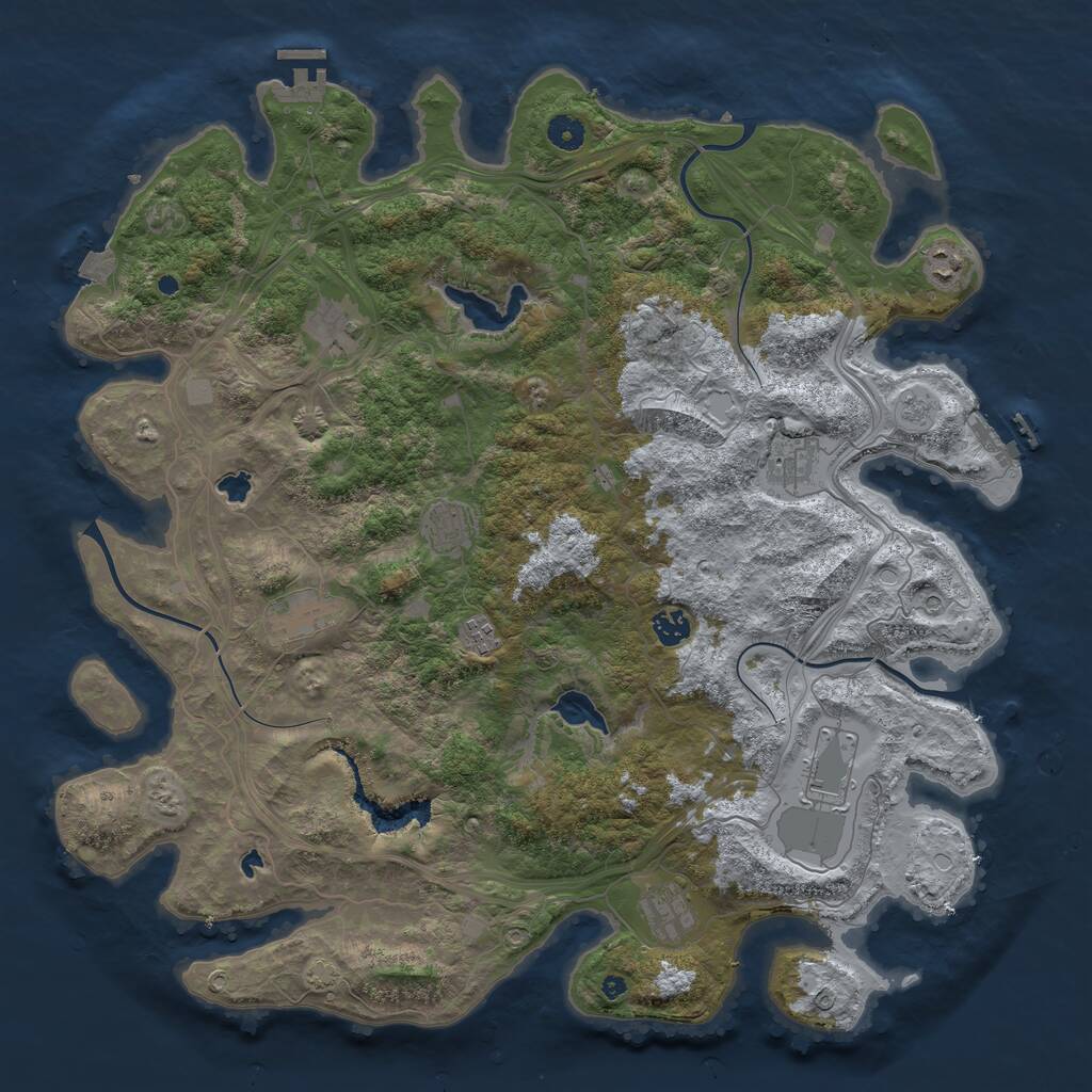 Rust Map: Procedural Map, Size: 4500, Seed: 927471, 15 Monuments
