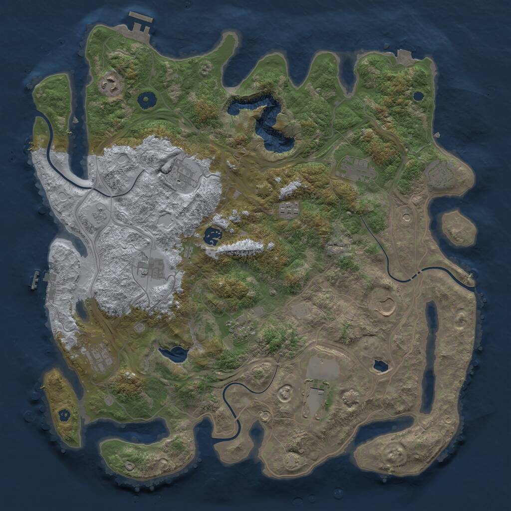 Rust Map: Procedural Map, Size: 4250, Seed: 1670282671, 17 Monuments