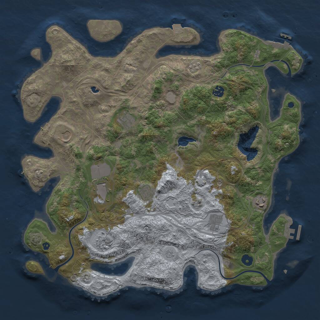 Rust Map: Procedural Map, Size: 4250, Seed: 1370746225, 15 Monuments