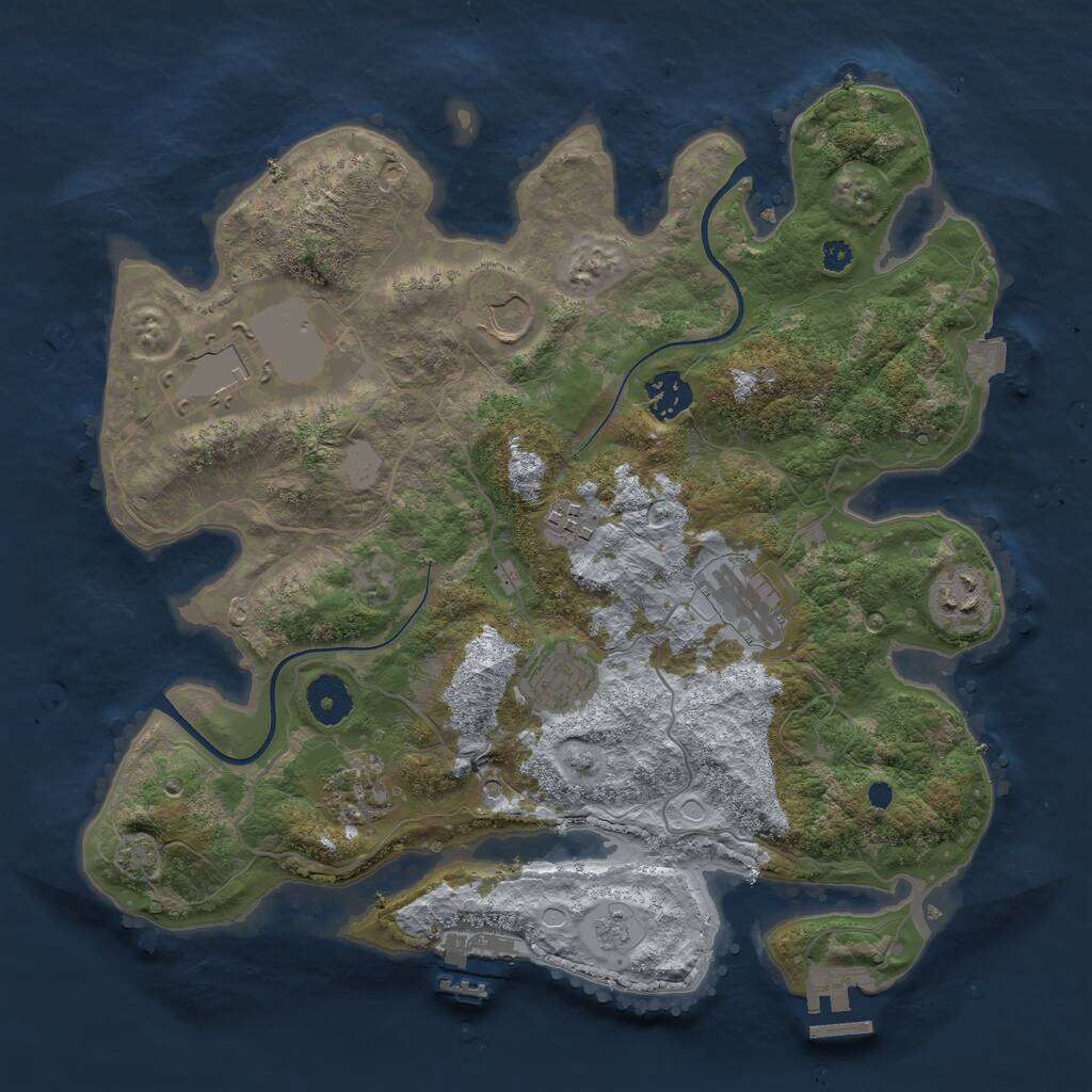 Rust Map: Procedural Map, Size: 3500, Seed: 1540743267, 14 Monuments