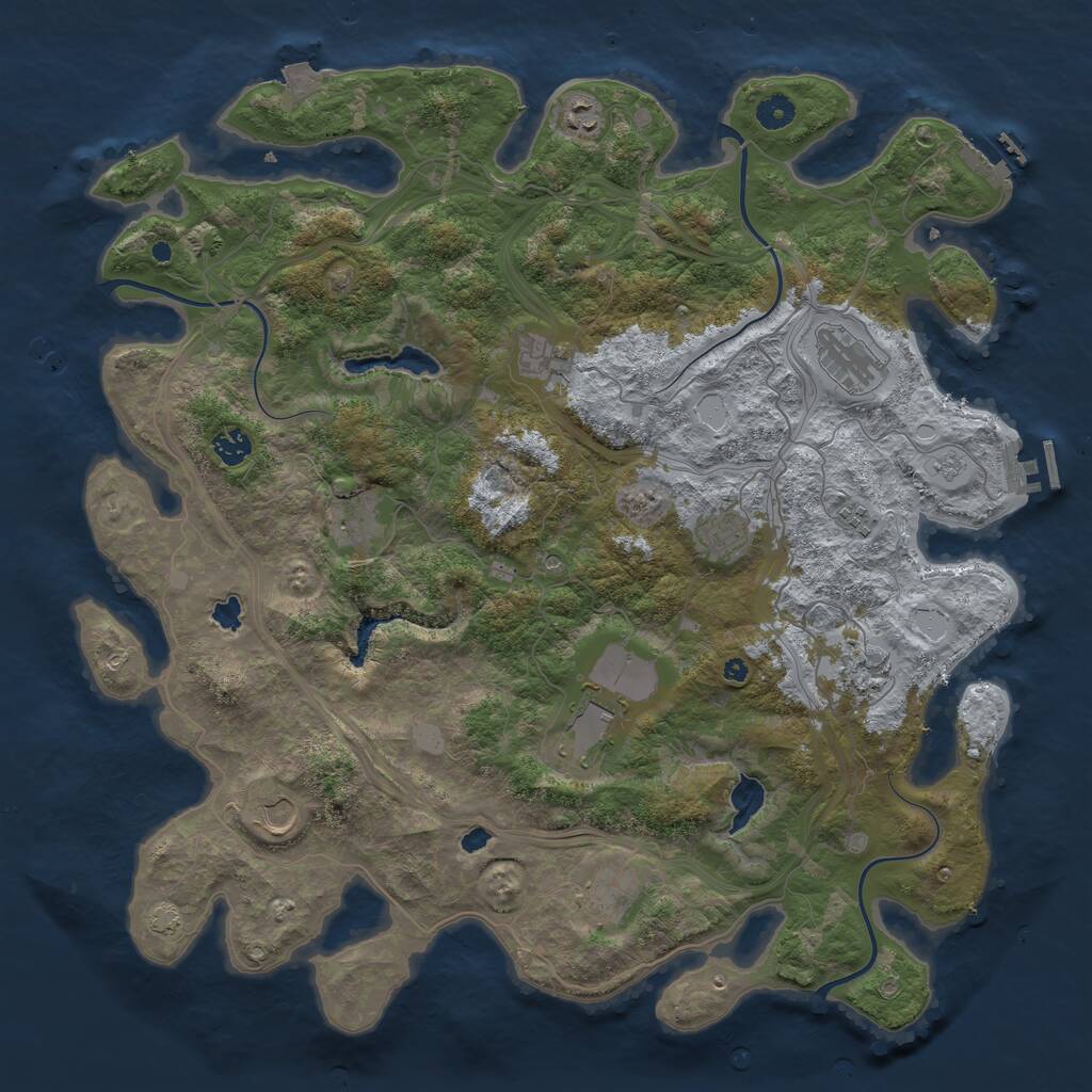 Rust Map: Procedural Map, Size: 4500, Seed: 1236074269, 17 Monuments