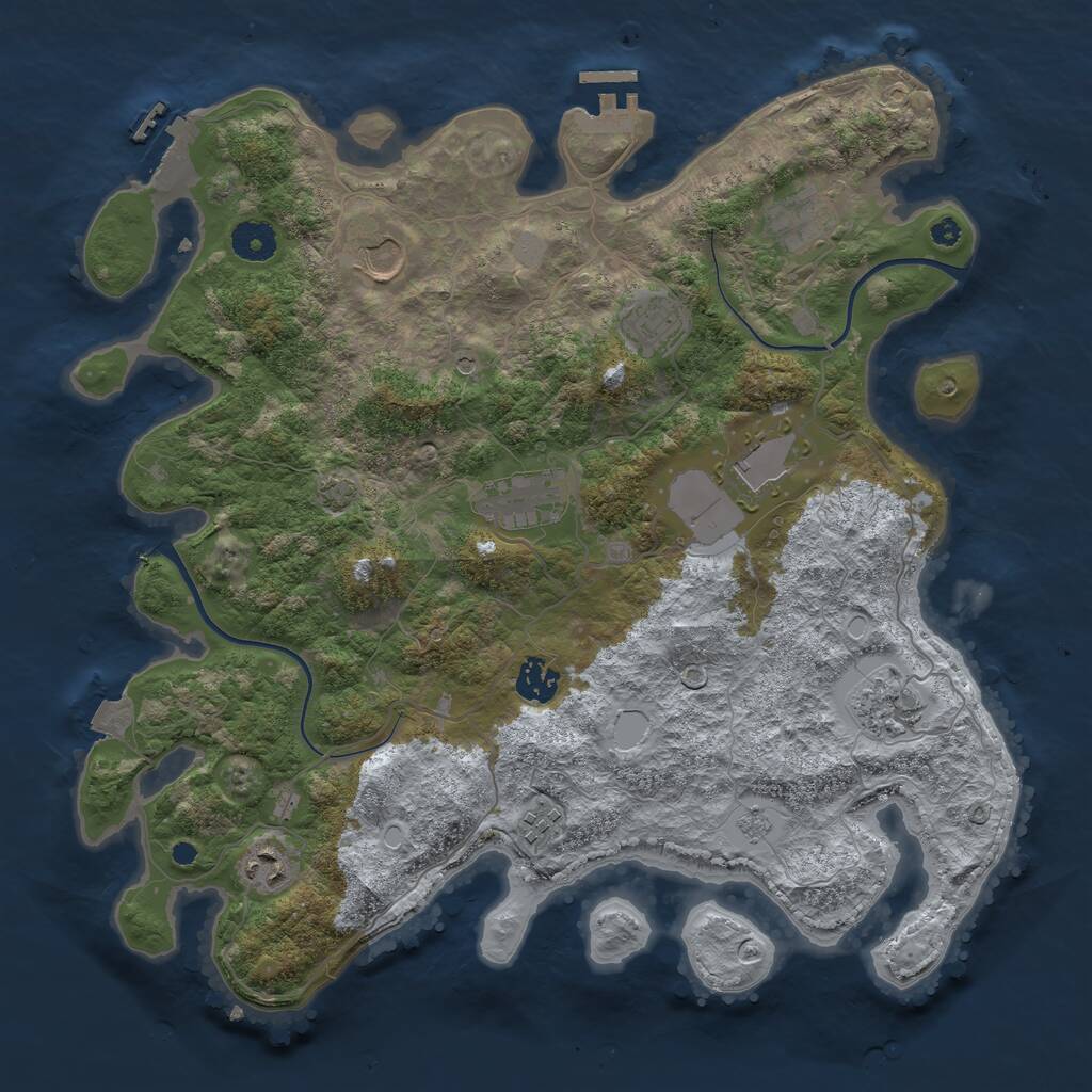 Rust Map: Procedural Map, Size: 3800, Seed: 402504775, 15 Monuments