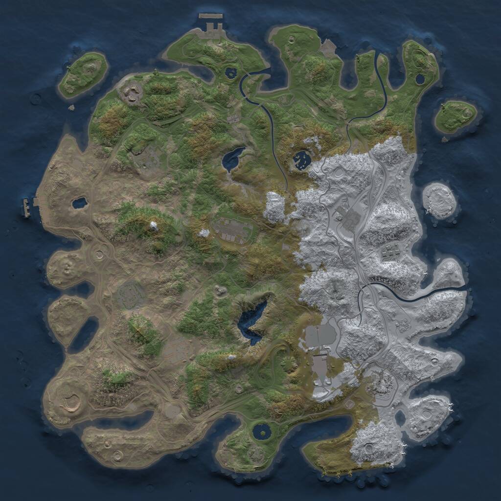 Rust Map: Procedural Map, Size: 4250, Seed: 1809415391, 17 Monuments