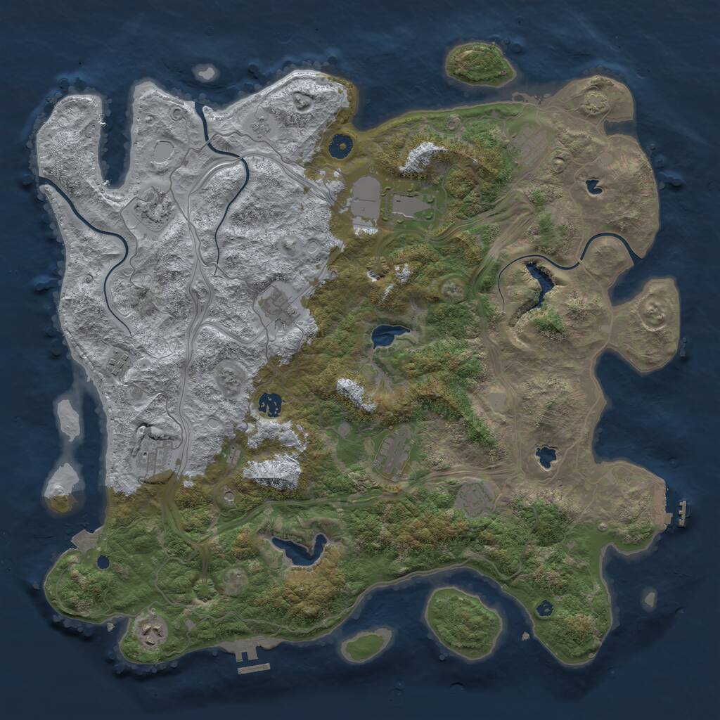 Rust Map: Procedural Map, Size: 4500, Seed: 458628028, 16 Monuments