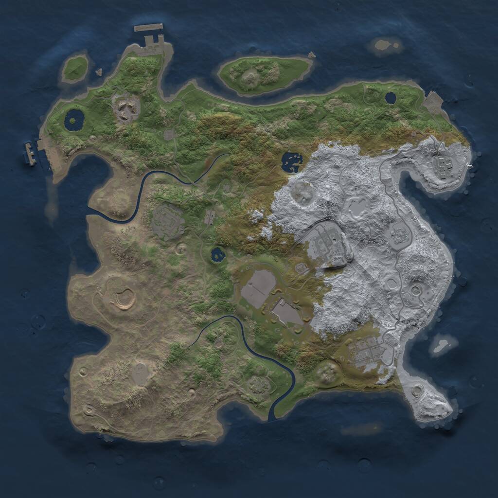 Rust Map: Procedural Map, Size: 3500, Seed: 173212235, 14 Monuments