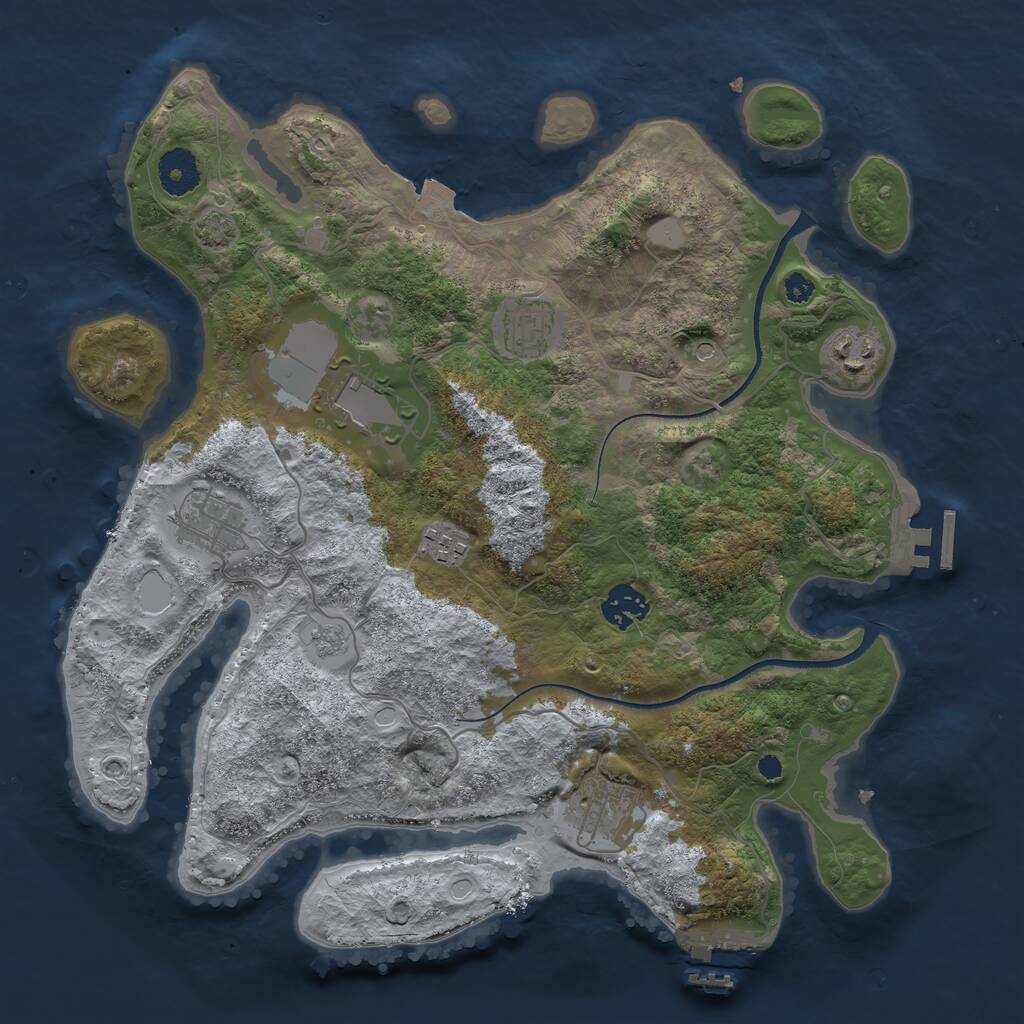 Rust Map: Procedural Map, Size: 3500, Seed: 688401103, 13 Monuments