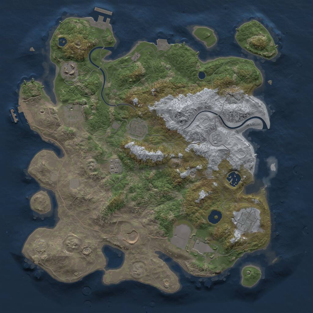 Rust Map: Procedural Map, Size: 3500, Seed: 1262934, 14 Monuments